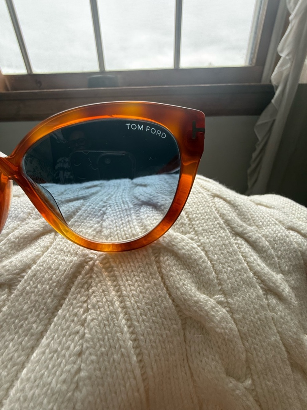 Tom Ford Women's Tortoise Cat-Eye Sunglasses - Amber Brown Frame, Dark Lenses - Picture 3 of 9